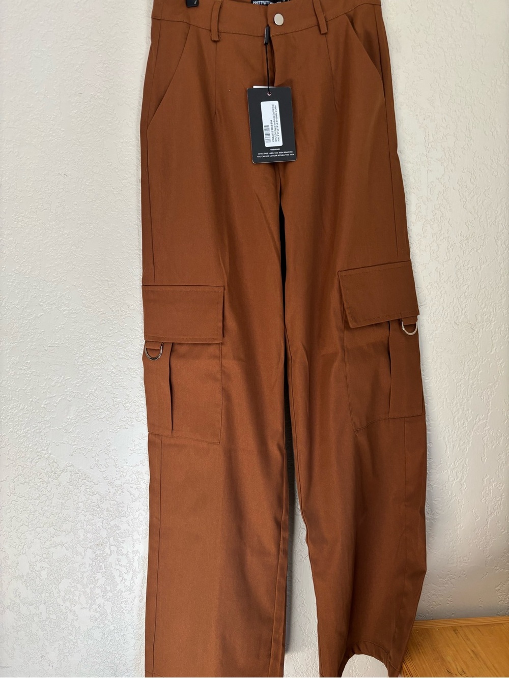NWT PrettyLittleThing Rust Brown Cargo Trousers size 2